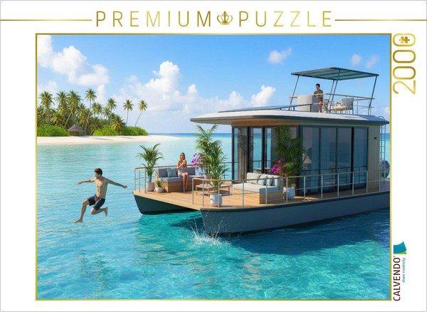 Calvendo Puzzle Houseboat Off A Tropical Island | 2000 Pieces, Finished Size 35.-image