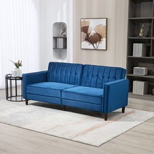 Sofa Futon Velvet-Touch Tufted Couch Compact Loveseat Sleeper Sofa Bed