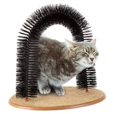 Cat Self-Groomer - Bristle Ring Brush Cat Arch with Carpeted Base, Back Scrat...