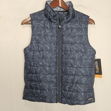 Kerrits Youth Girl Large Horse Crazy Print Quilted Equestrian Puffer Vest Blue