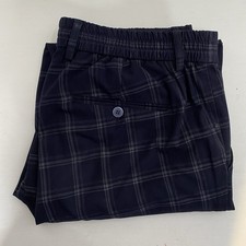 YD Mens Navy Check Skinny Business Ankle Dress Pants Size 32 Very Good JN210