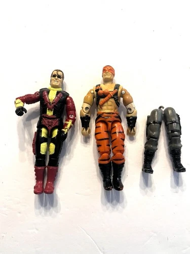 Vtg GI Joe Lot Of 3  Jointed Action Figures Night Creeper Tiger Gristle & Legs