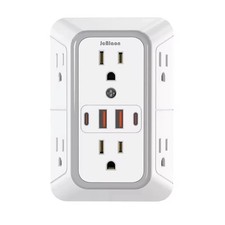 6 Outlet Extender Surge Protector Multi Plug Wall Adapter USB Charger Ports with