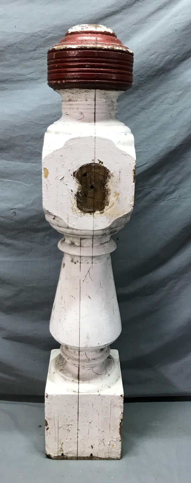 Antique VTG Hardwood Oak Shabby Exterior Porch Newel Post 7x37 Chic Old 1200-25B