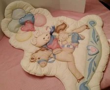 Vintage 1991 Red Calliope 3D Nursery Soft Wall Hanging Teddy Bear Rocking Horse