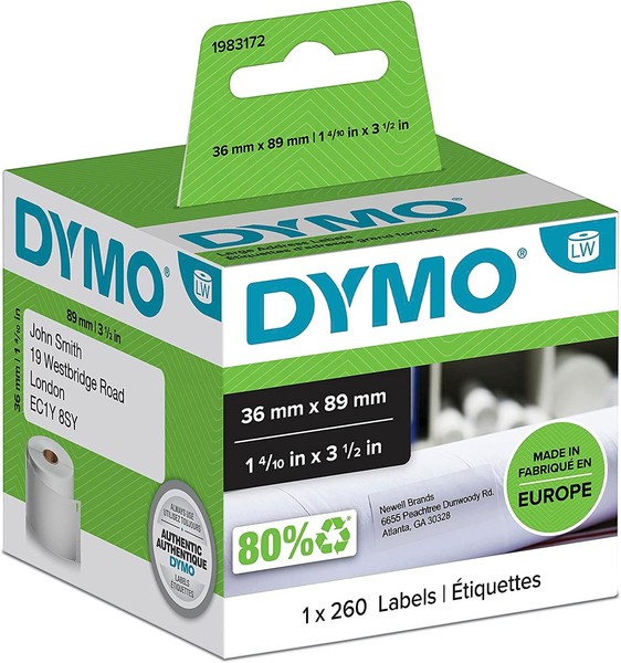 Dymo Labelwriter Adress Etiketten 89 X 36 Mm Weiß 1 Rolle à 260 Etiketten-image