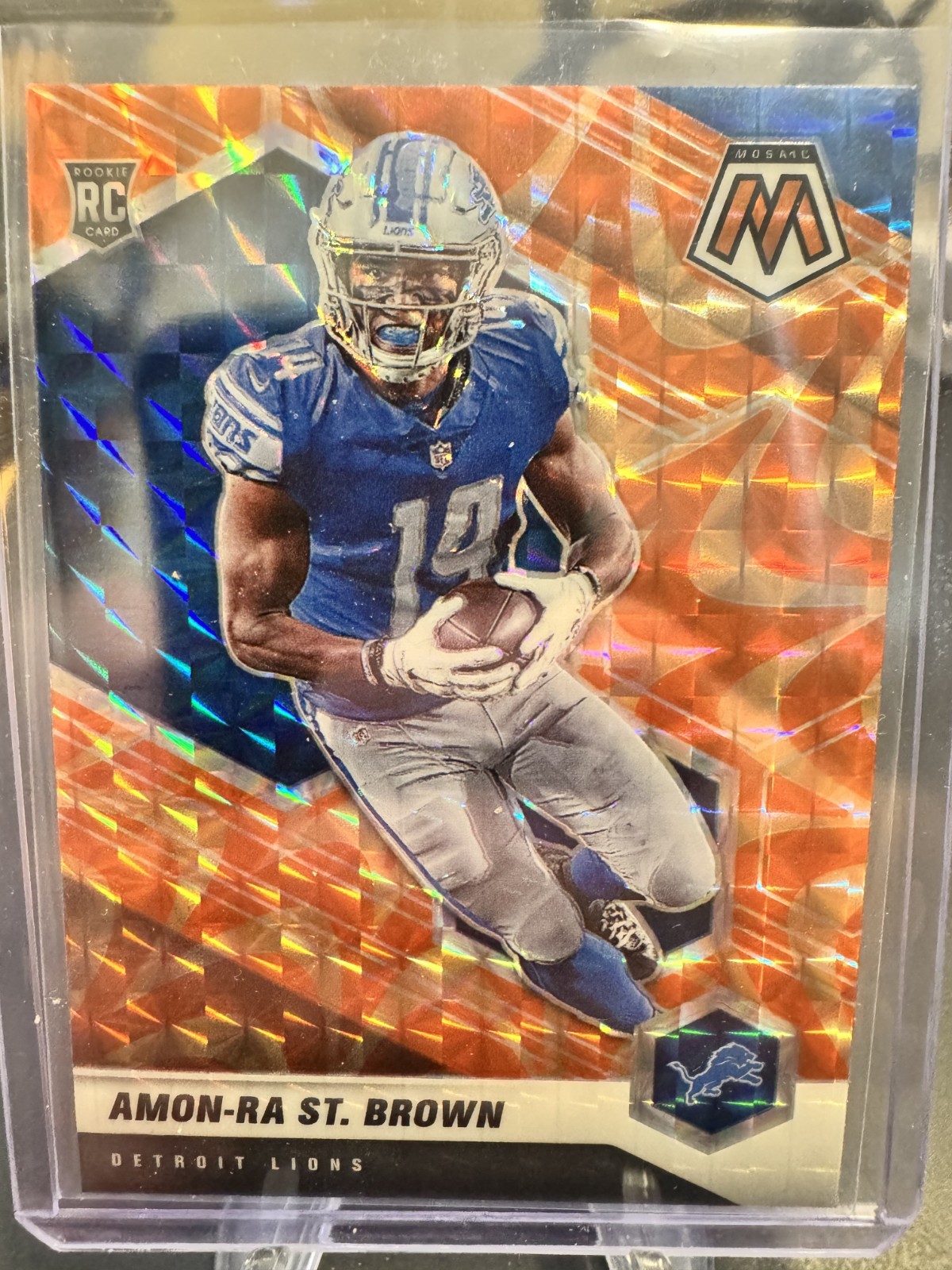 2021 Panini Mosaic - Rookies Amon-Ra St. Brown #328 Reactive Orange Prizm (RC)