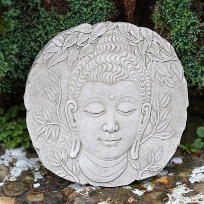 Gelassener Buddha Stein Plakette Outdoor Garten hängend Zen Mönch Ornament Skulptur