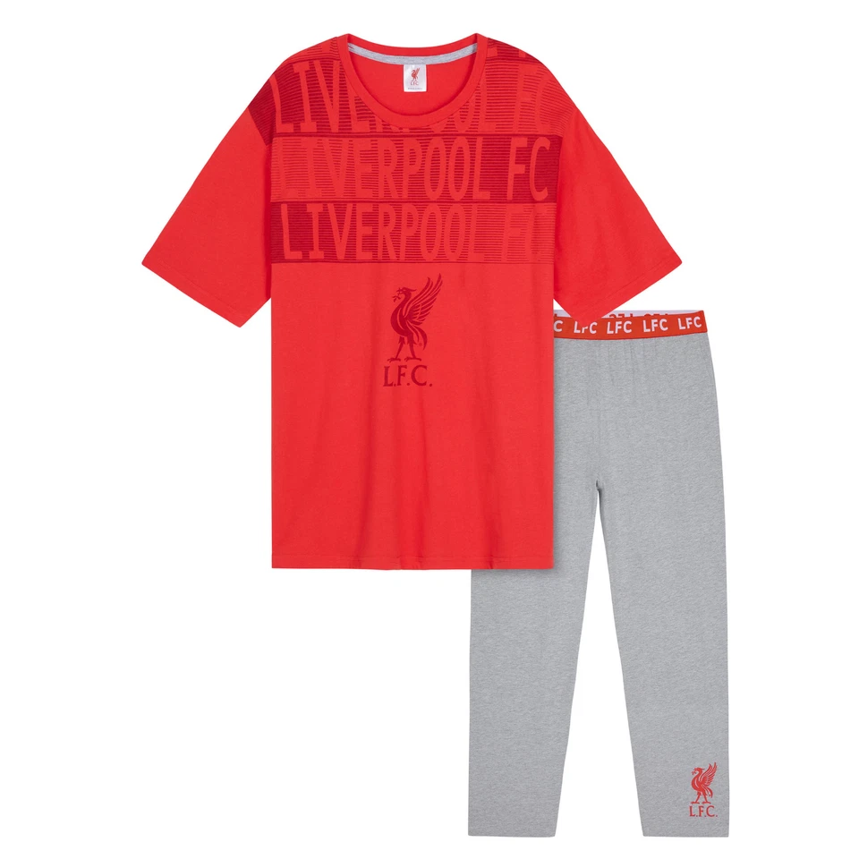 Liverpool Fc Mens Pyjama Set - Bottoms And T-Shirt Short Sleeves Nightwear