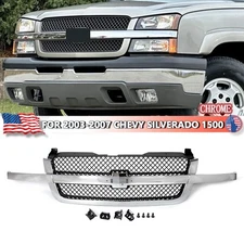 Front Bumper Grille Assembly Chrome For 2003-2006 Chevy Silverado 1500 2500 3500