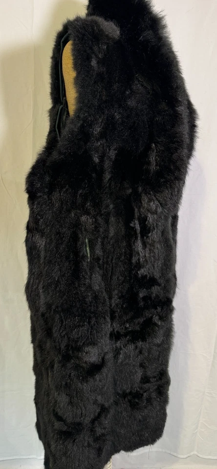 Chaleco largo forro vintage negro suave lujoso genuino de piel de cordero esquilado talla XL Foto 4 de 4