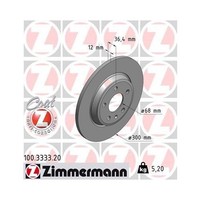 Zimmermann 100.3333.20 Bremsscheibe Hinterachse FüR Vag Audi (Faw) Vw (Svw)