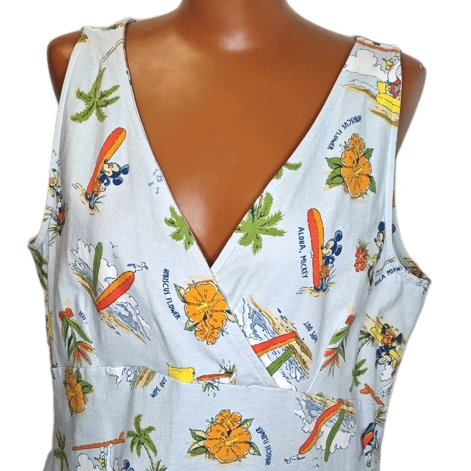 Vestido Midi Mujer Disney Shopping Mickey N Gang Sobreplice XXL Azul Tiki Hawaiano  Foto 2 de 4