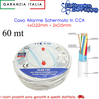 CAVO ALLARME ANTIFURTO SCHERMATO 4X0.22 2X0.50 CEI UNEL 36762 C-4 (Uo - Foto 9