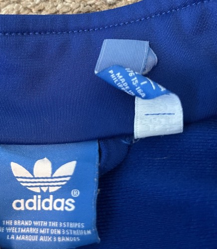 Vintage Adidas Trefoil Large Logo on Back Full Zip Track Jacket Blue Youth Sz XL - Picture 6 of 9