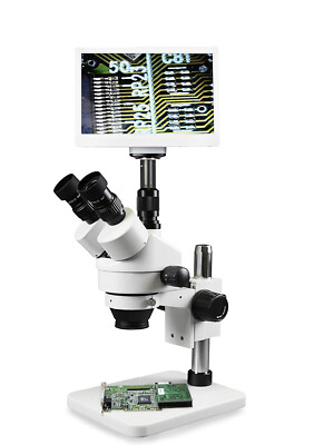 Vision Simul-Focal Trinocular Zoom Stereo Microscope,11.6'' HD Screen, 5MP Camera