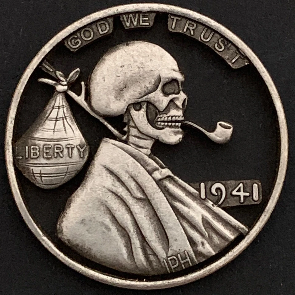 Único Abraham Lincoln Calavera Hobo Níquel Recortado Moneda Diseño Cinturón Hebilla Foto 4 de 4