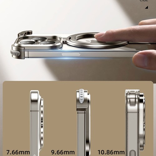 Custodia MagSafe cavalletto magnetico paraurti senza cornice in metallo per iPhone 15 14 13 12 - Foto 21 di 52