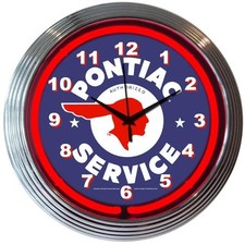 Gm Pontiac Authorized Service Neon Clock 15x15
