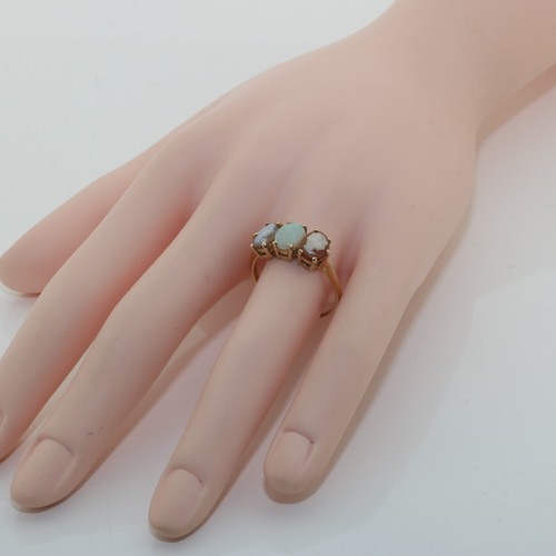 Vintage 14K Yellow Gold Opal and Shell Cameo Ring Size 10 Circa 1950 * - Picture 7 of 10
