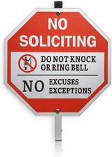 No Soliciting Sign for House, 10x10 inches, Red  black  white