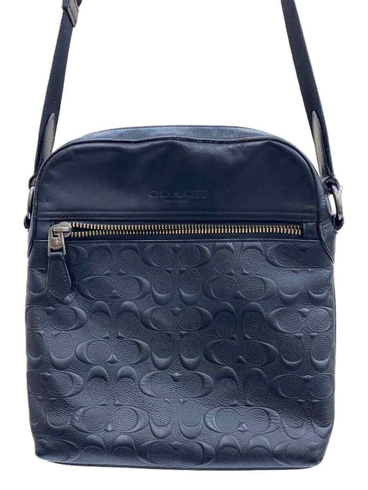 COACH Shoulder Bag Leather BLK Total Pattern F73338