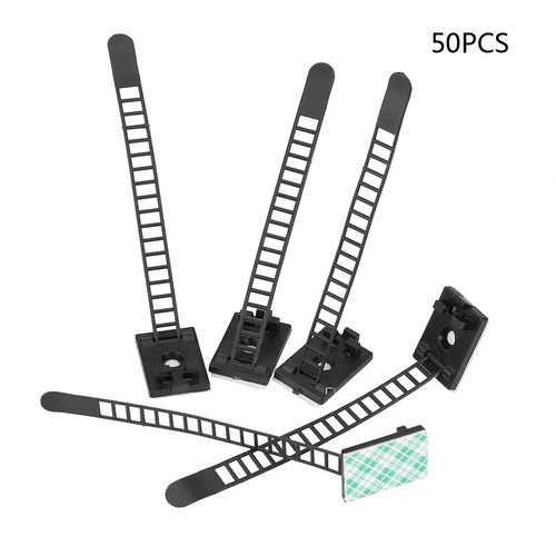 50pcs Self Adhesive Adjustable Clips Fastens Car Cable Wire Tie Clamp Organizer