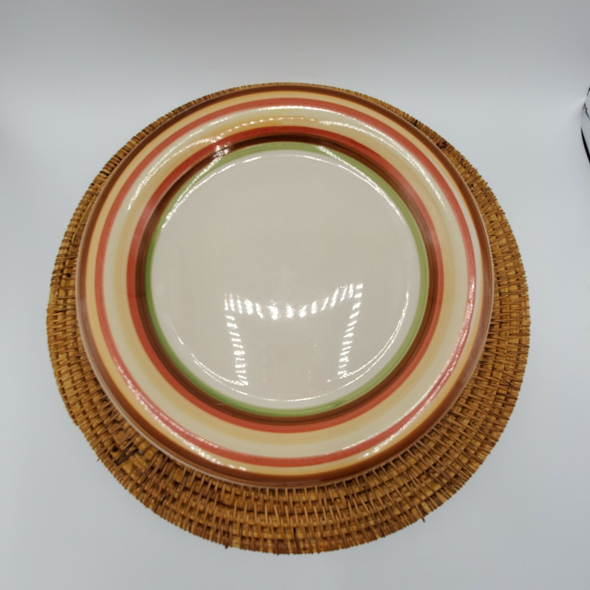 Set 4 Pier 1 One Vintage Red Green Orange Dinner Plates  Pier 1 Orange and Green Dinnerware Set Elegant Dining main image 0