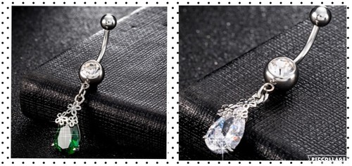 piercing ombelico pancia pendenti gemme colori acciaio chirurgico 1.6mm brillant - Foto 21 di 34