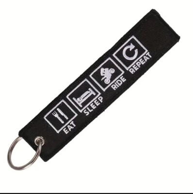 Eat Sleep Ride Repeat Motorcycle Biker Keychain Jet Tag Keyring  Zip