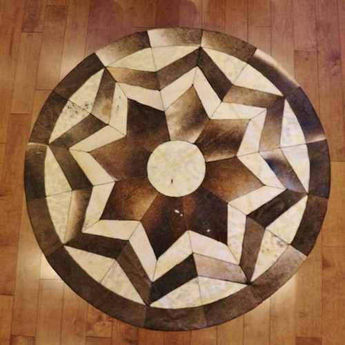 100% Authentic Egyptian Genuine Hair Cowhide Leather Patchwork Rug Carpet #205 - Picture 7 of 7