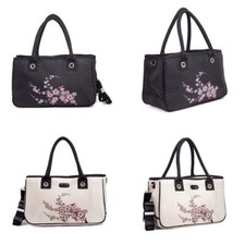Stylish Pet Carrier Puppy Dog Cat Case Woven Printed Tote Bag Handbag Breathable