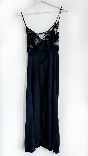 La Perla Lace & Silk Slip Dress Gown Black Cut Out Back Size 2 - Picture 6 of 11