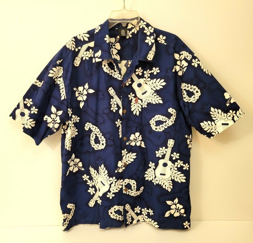 Honu Tahiti Hawaian Shirt with Ukulele Print Size XL - Afbeelding 1 van 5