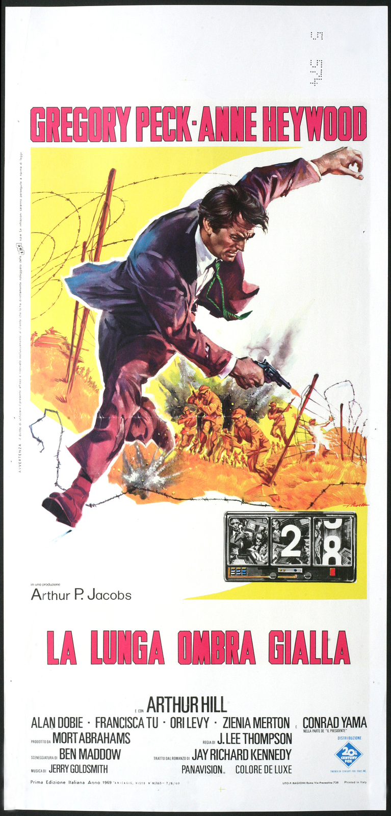 Locandina originale film La lunga ombra gialla (1969) - Regia di J. Lee Thompson