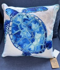 Beaded Sea Turtle Decorative Throw Pillow Janeen Home Beach Ocean Nautical 18  