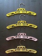 Set of 4 Plastic Pink  Yellow Baby Hangers with Lamb Cut Outs