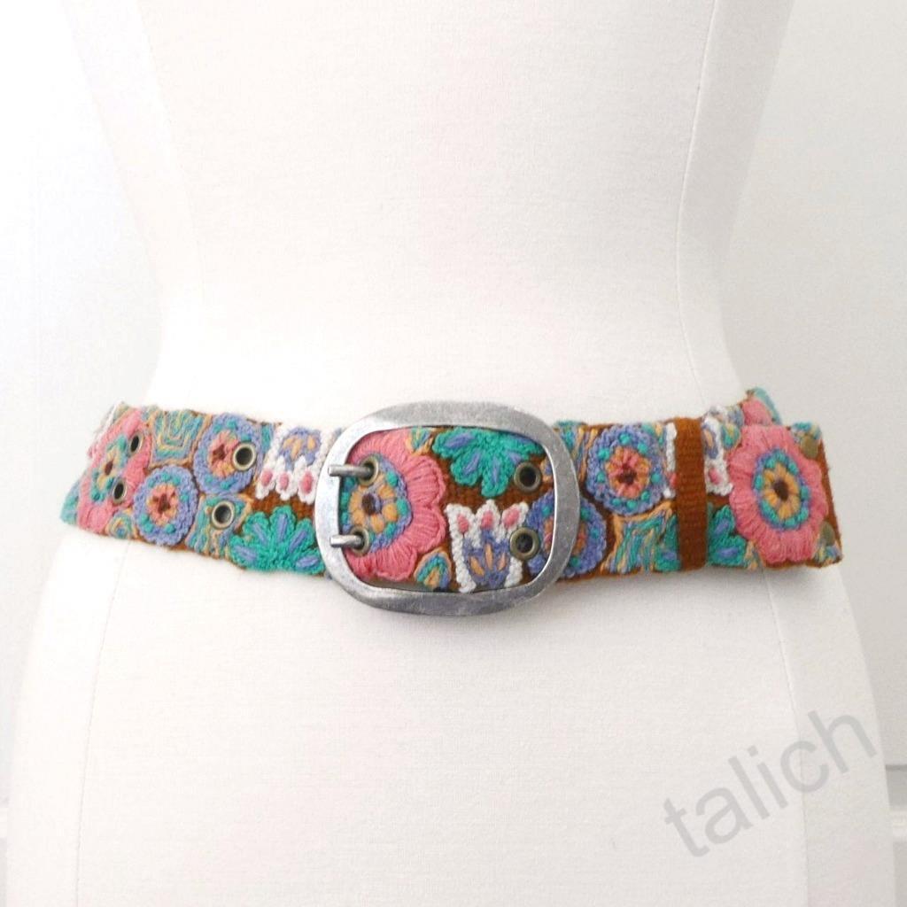 Jenny Krauss Terra Firma Boho Floral Embroidery Wool Belt Handmade Peru S M L