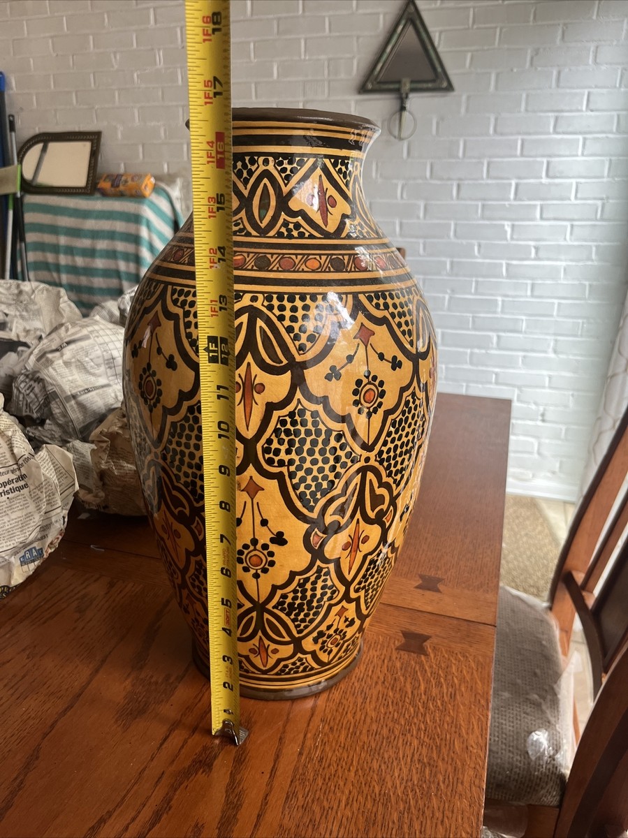 Vintage Moroccan Safi Pottery Vase - Signed - 17 Inches Tall | eBay