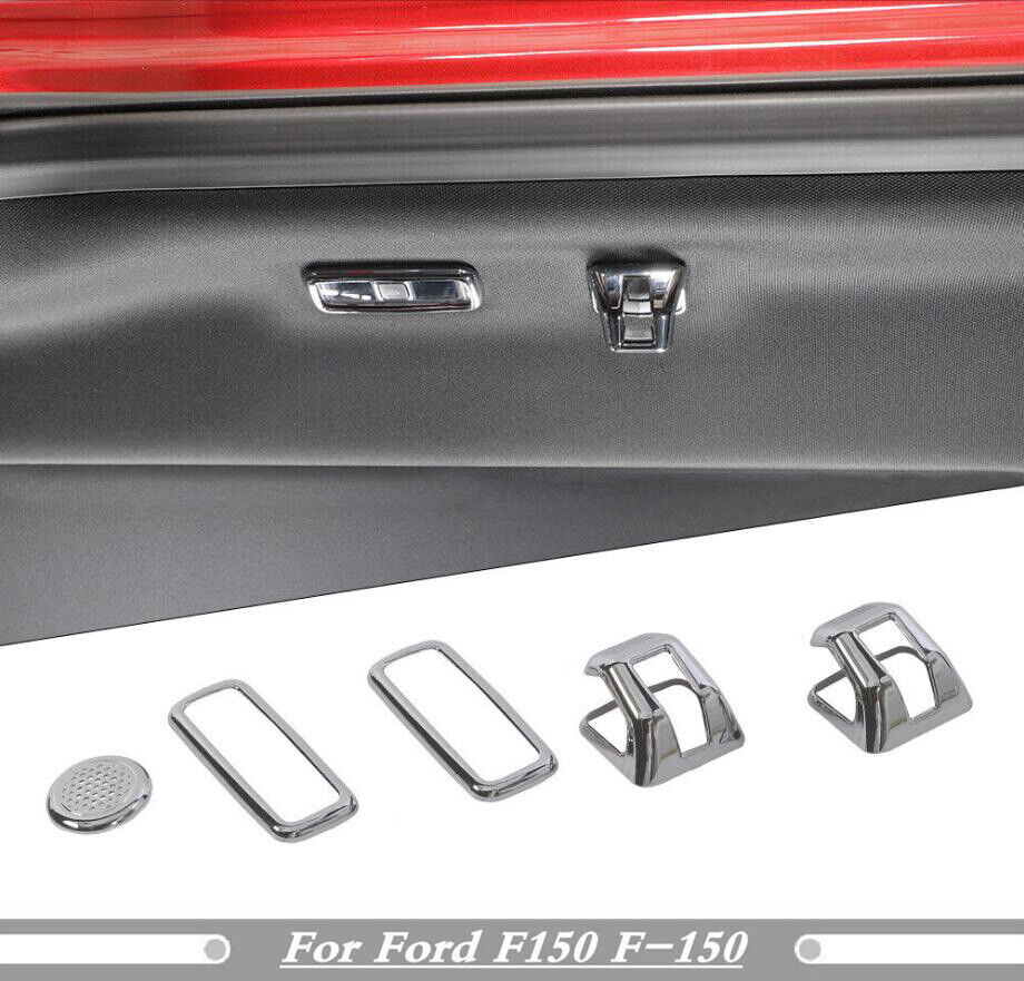 5P Car Roof Hook&Reading Light Cover Trim For Ford F150 21-23 Accessories Chrome