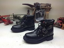 HARLEY-DAVIDSON BLACK LEATHER LACE UP MOTORCYCLE ENGINEER BOSS BABE BOOTS 8 D