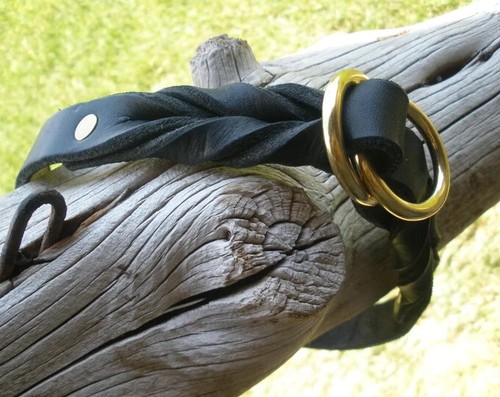 LEATHER DOG LEASH, BLACK LATIGO, 3/8" X 57", SOLID BRASS SNAP & RIVETS NEW - Picture 10 of 24