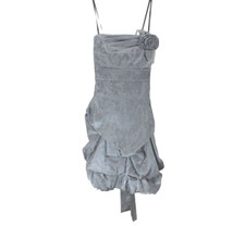 City Triangle Junior size 5 strapless dress bubble hem gray formal bow