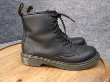 Dr Martens AirWair 1460 J Black Matte Leather Lace Up Side Zip Ankle Boot Size 4