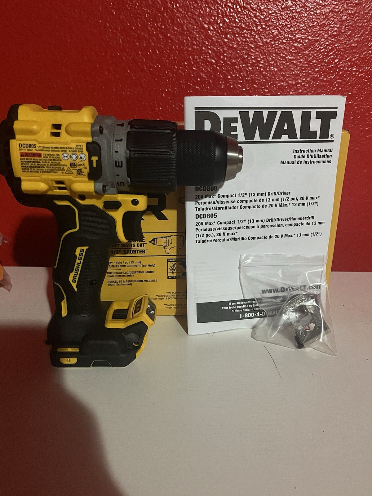 DEWALT DCD805 20V Max XR Brushless Cordless 1/2 in. Hammer Drill/Driver