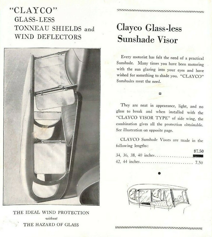 Clayco Glass Lees Tonneau Shields Wind Deflectors Sun Visor Vintage Brochure thumbnail 3