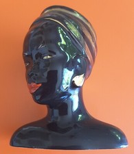 Vintage Retro 50er Joan Lea Afrikanerin Kopf Büste Vase Übertopf Topf Mid Century 