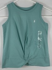 NWT Girl  s Polo Ralph Lauren Mint Green Sleeveless Twist Knot T-Shirt Size 6