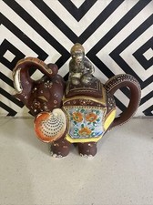 Unusual Japanese Satsuma Elephant & Rider Teapot