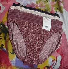 3 NEW WARNERS RT1063R 936 NO PINCHING NO PROBLEMS MICROFIBER HI-CUT PANTIES M/6